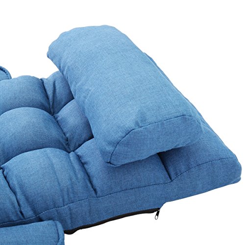 Blue Adjustable Folding Lazy Sofa Floor Chair Sofa Lounger Bed w/ Armrests & Pillow For Leisure - Thumbnail 7