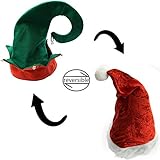 Christmas Hats - Holiday Theme Hats - Santa Hats - by Funny Party Hats (Reversible Christmas and Elf Hat)