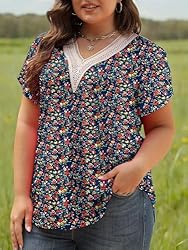 Womens Plus Size Tunic Tops Dressy Petal Sleeve 5XL