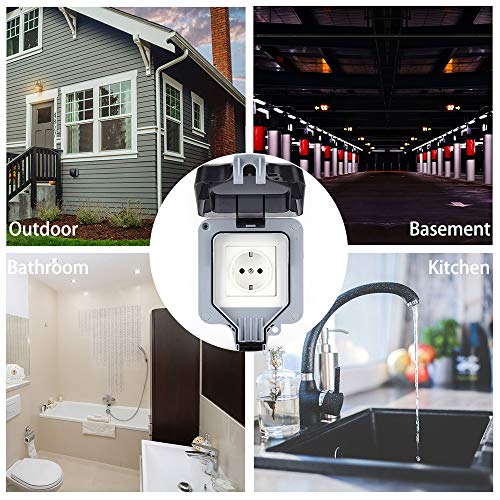 panthem Außensteckdose 1fach, Außenbereich Steckdose mit Klappdeckel, Aufputz IP66 Wasserdicht Aussensteckdose Garten… – Bild 4