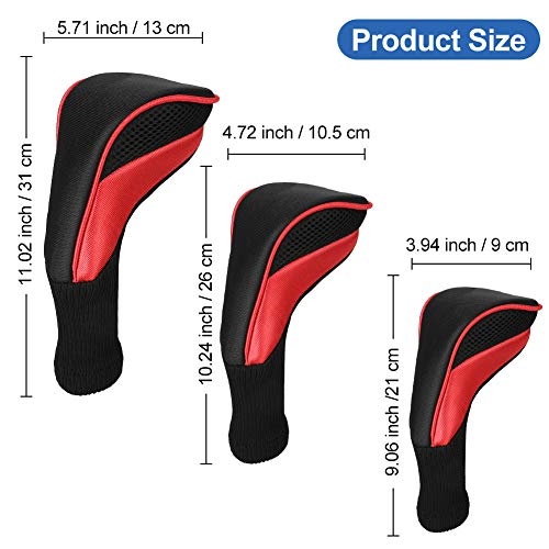 Numberone Golf Club Head Covers for Fairway Woods Driver Hybrids, 3Pcs