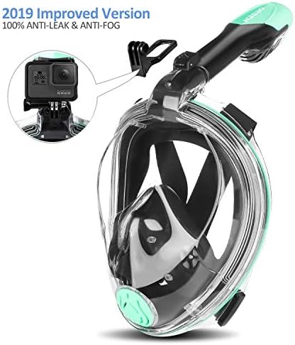 Orsen Newest Version Full Face Snorkel Mask Foldable 180 Panoramic View Free Breathing Snorkeling Mask with Detachable Camera Mount,Anti-Fog Anti-Leak for Adults & Kids