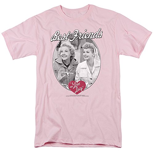 I Love Lucy Best Friends Mens Short Sleeve Shirt PINK LG