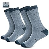 isnowood 2 Pairs Thermal Wool Socks – Crew Socks, Hiking Socks for Winter, Men, Women