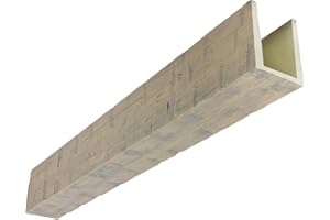 EKENA MILLWORK Heritage Timber Reclaimed Axed Cut Faux Wood Beam, 3-Sided (U-Beam), 3 1/2"W x 3 1/2"H x 72"L, Sandstone Finish