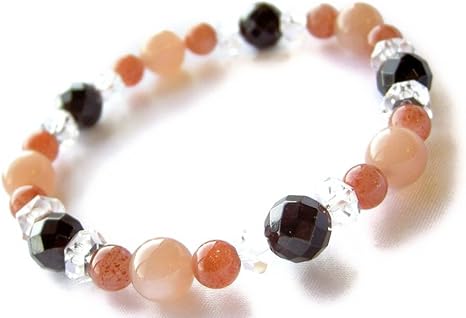Amazon Co Jp ブルーコーン パワーストーン ブレスレット サンストーン オレンジムーンストーン ガーネット 水晶 ブレスレット 16 内径 女性mサイズ 恋愛運 仕事運 家庭円満 お守り 願望達成 浄化 レディース メンズ ホーム キッチン