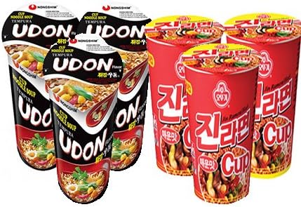 Cup Ramen Set A-42 (Nong Shim Udon Flavor Cup Noodle x3,Ottogi Jin Spicy Flavor Cup Noodle x3) 컵라면 세트 A-42 (농심 우동 컵라면 x3 오뚜기 진라면 매운 컵면 x3)