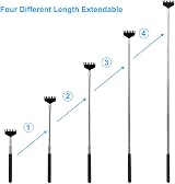 Anself Portable Stainless Steel Extendable Back Scratcher 20-68cm Black view 5