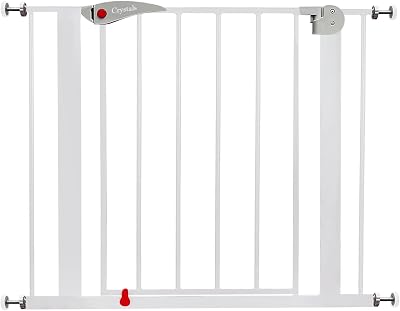 Crystals Baby Gate 75-85 cm 10 cm Extension Stair Door Pressure Fit White Grey