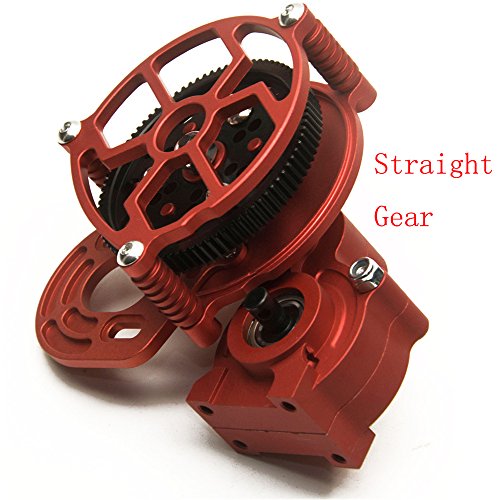 Aluminum Alloy Center Transmission Case /Gearbox with Straight Gear for 1/10 Axial SCX10 RC Model Crawler Car Red
