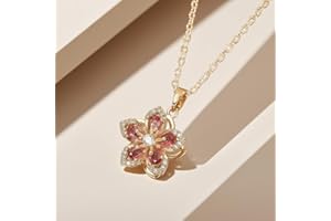 Whimsical Spinning Blossom Necklace - Handcrafted Copper Pendant with Cubic Zirconia Details