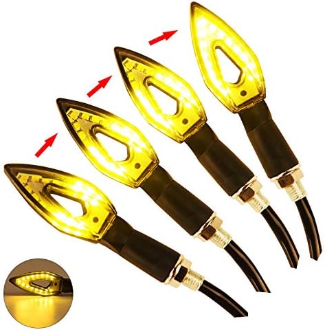 Heran 4pcs Universal Motorcycle Flowing Turn Signal Indicator LED Amber Light for Honda Yamaha Suzuki Kawasaki