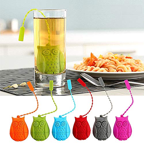 Wewin Tea Strainer Owl Shape Silicone Loose Leaf Tea Infuser Silica Gel Filtration Filter Diffuser Fun Tea Accessories (Red)