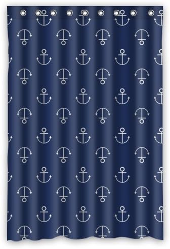 48"(W) x 72"(H) 100% Polyester Blue Nautical Decor Anchor Waterproof Bath Curtain
