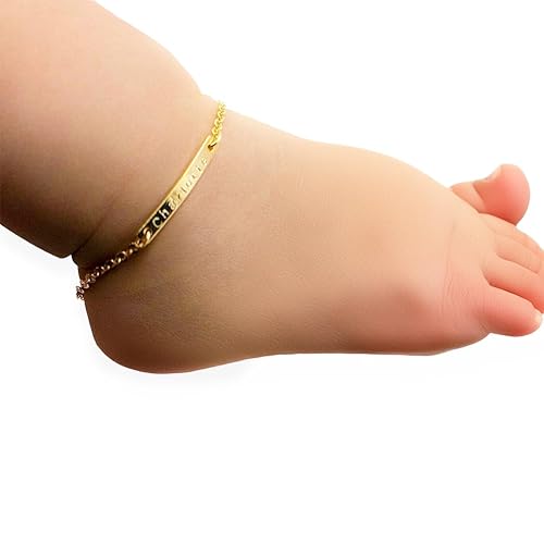 Personalized Baby Anklet 16K Plated Gold Rose Gold Silver