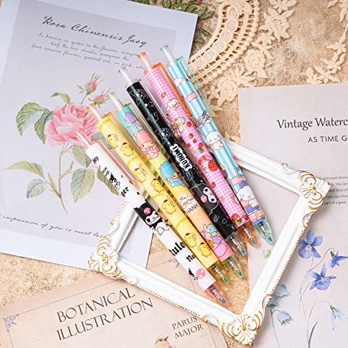 6 Pcs Kawaii Pens Anime Kitty Pen Merchandise Black Ink 0.5mm Ballpoint Pens Cute Office School Supplies for Women Girls Press Gel Pen