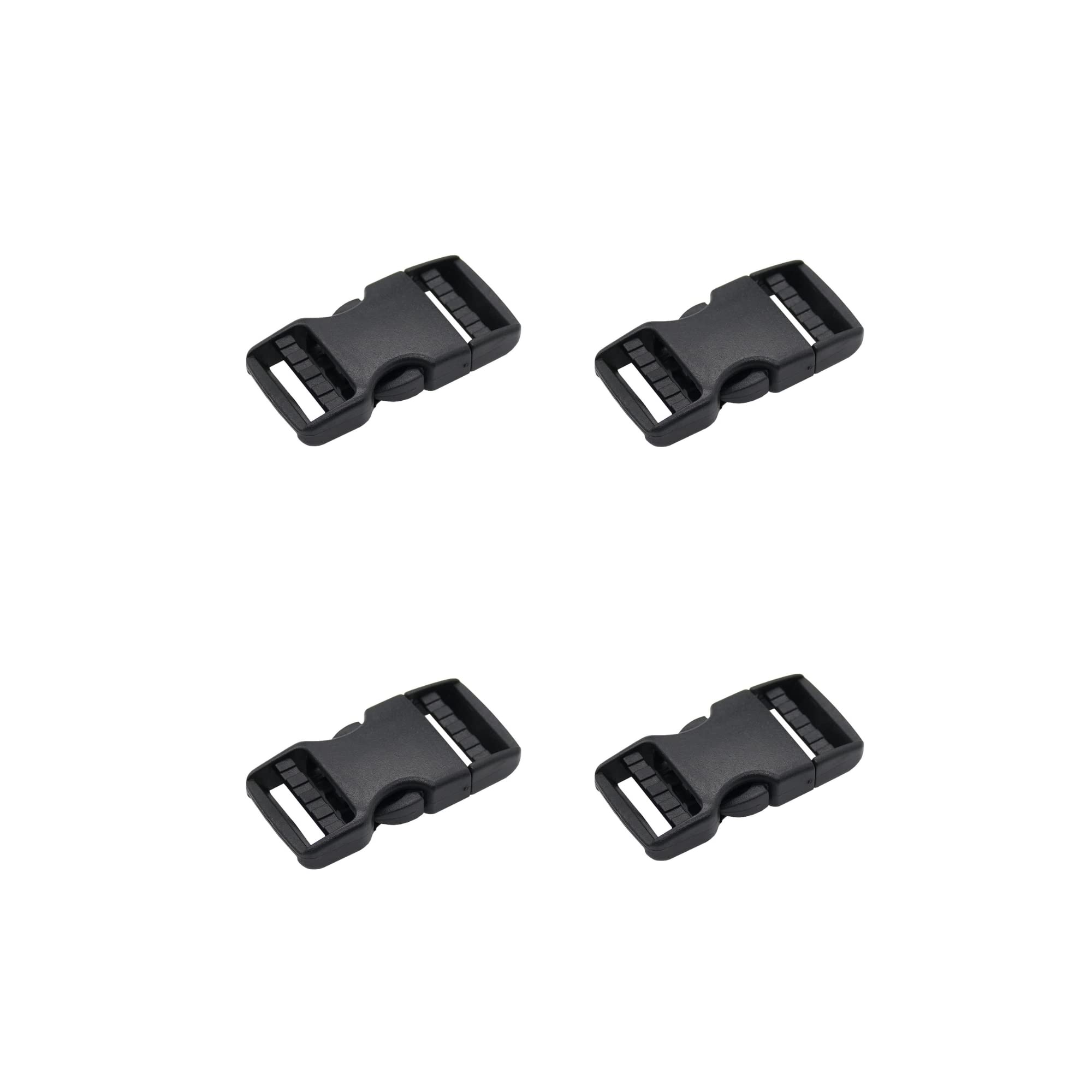 The Bead Shop Plastic Side Release Buckle Clip for Luggage, Rucksack/Back Pack, Webbing Strap (20mm - 4 pack, Black)