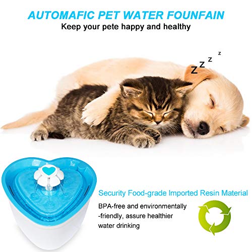 Pet Water Fountain- Healthy and Hygienic Drinking Fountain 2L Super Quiet Flower Automatic Electric Water Bowl with 4 Replacement Filters for Dogs, Cats, Birds and Small Animals