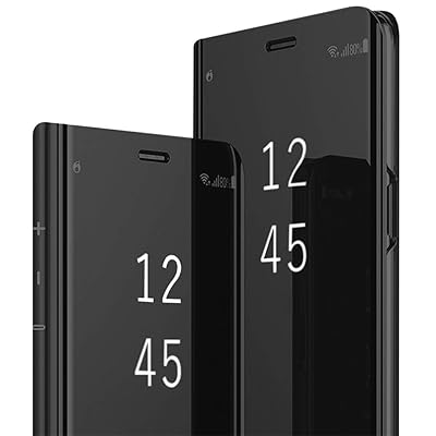 iPhone Xs Max Case, Smart Clear View Makeup Standing Mirror Electroplate Plating Kickstand Full Body Magnetic Flip Protective Cover for Apple Phone Xs Max (iPhone XR 6.1'', Black)