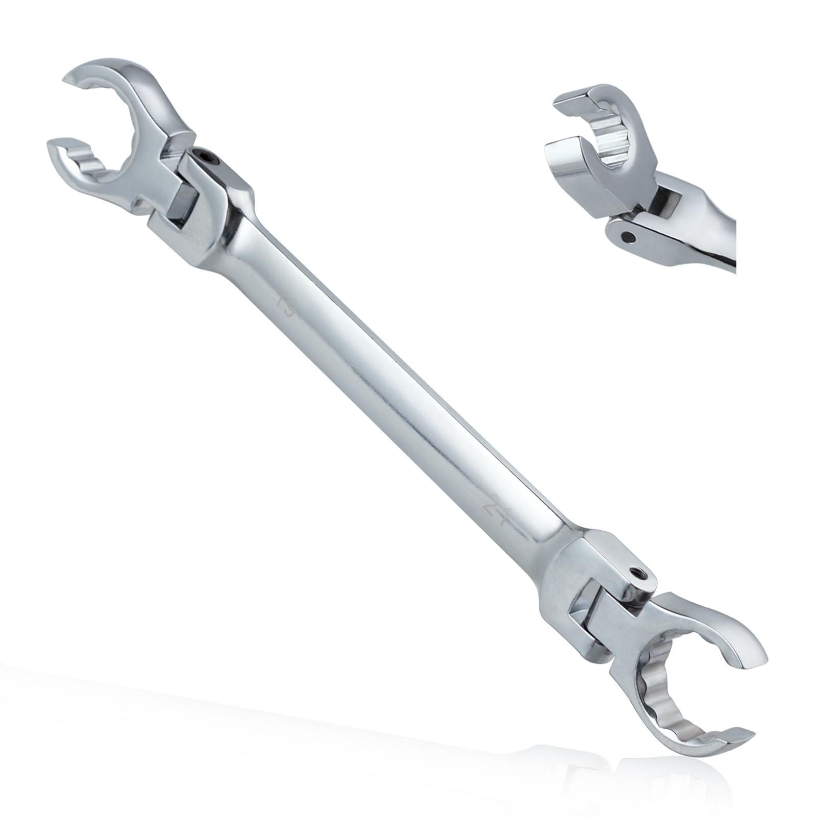 Gold Deer Flaring Nut Wrench with Flex Head, 19 x 21 mm, Metric Flaring Tool, Double Flexible Flare Nuts, Line Wrench, Flare Tool, Flex Tools, 40 Cr for Car Repairs