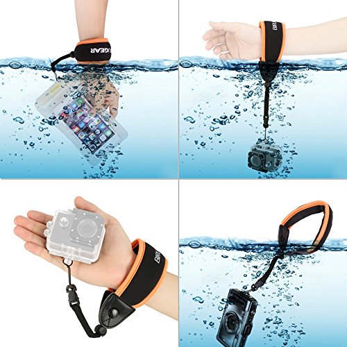 Waterproof Camera Float, BIRUGEAR 2 Pack Foam Floating Wrist Strap for Underwater / Waterproof Cameras - Green and Orange