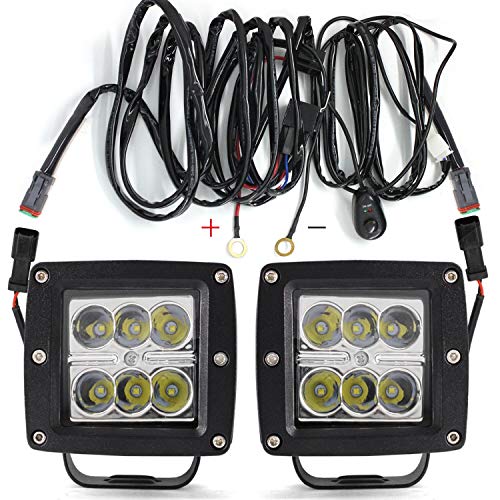 LED Light Pod Cube Lights 3" Light Bar Driving Fog Spot Lights Cree 12V 24V 24W DT Wiring Harness for Off Road UTV Trucks Pick Up Jeep Tractors 4WD Vehicle 4x4 Atv Suv Motorcycle Quad Lighting (Pack o - Thumbnail 7