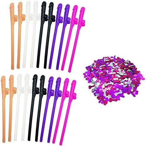 Bachelorette Party Straws with Confetti Party Favors Suppliers (20 straws and confetti)