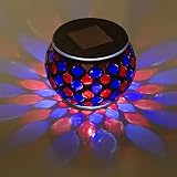 Solar Mosaic Glass LED Decorative Table Light (Red and Blue)