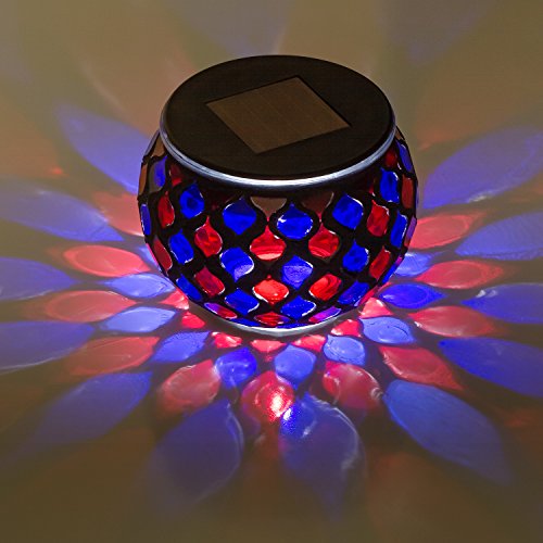 Solar Mosaic Glass LED Decorative Table Light (Red and Blue)