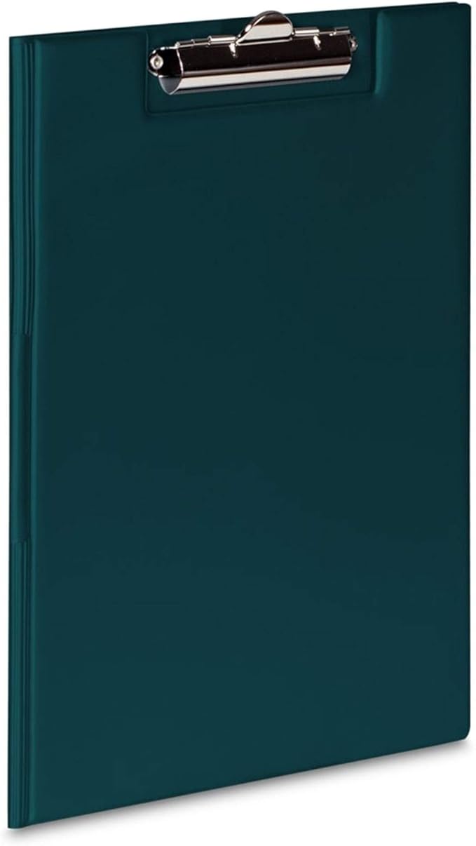 Green Fold Over A4 Clipboard Solid PVC Clip Board Document Pen Holder Clear Pocket Filing
