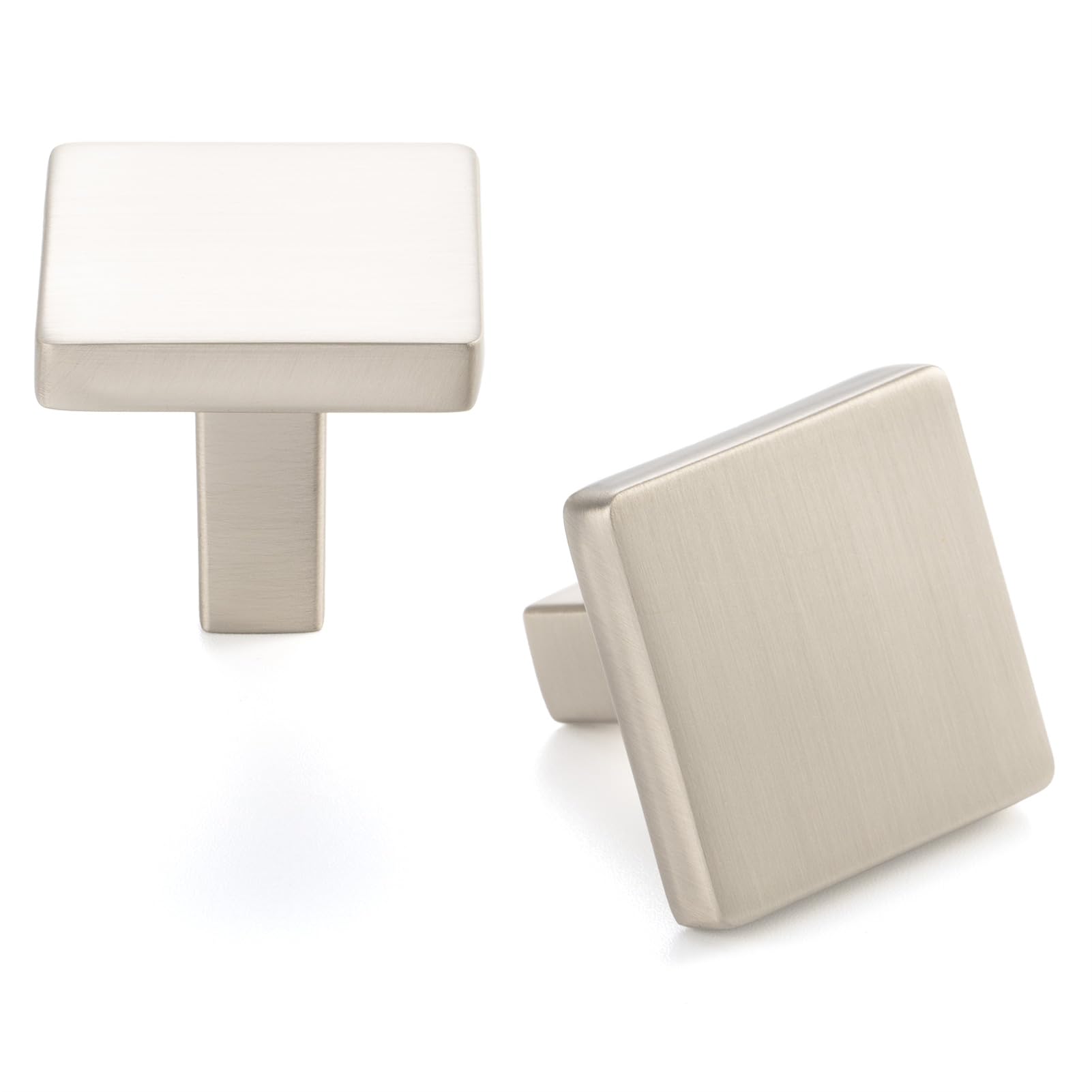 Photo 1 of ASKANO 10 Pack 1-1/8 Inch, Square Brushed Nickel Cabinet Knobs Satin Nickel Drawer Knobs Silver Cabinet Pulls, ZK2401 Solid Kitchen Hardware for Cabinets Drawers Bedroom Dresser Bathroom Cupboard