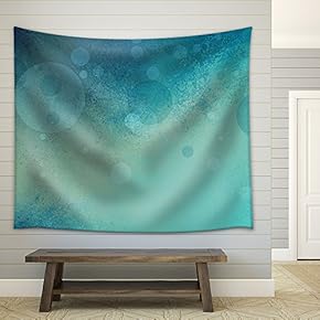 Cool Blue Background with Yellow Lighting and Soft Floating Bubbles or Circles in Random Pattern - Fabric Wall Tapestry Home Decor - 51x60 inches