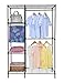 Finnhomy Heavy Duty Wire Shelving Garment Rack for Closet Organizer Portable Clothes Wardrobe Storage with Adjustable Shelves and Hangers,Thicken Steel Tube，Black