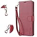 Galaxy Note 8 Case, K-Moze Galaxy Note 8 Wallet Case [4 Card Slots ] [Wrist Strap] [Stand Feature] PU Leather Flip Wallet Case Cover for Galaxy Note 8 - Wine Red