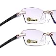 LUFF Reading Glasses Hd Anti-Blue Diamond Cut Edge Frameless Reading Glasses for mens
