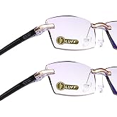 LUFF Reading Glasses Hd Anti-Blue Diamond Cut Edge Frameless Reading Glasses for mens