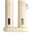 LARS NYSØM Electric Salt and Pepper Grinder Set I Automatic Salt and Pepper Mills with Adjustable Ceramic Grinder I USB Rechargeable Electric Spice Mill Set (Almond Beige)