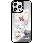 CASETiFY Mirror Case for iPhone 16 Pro Max [Reflective / 4.9 ft. 1X Military Grade Drop Protection/Compatible with Magsafe] - Coquette Stickers - Silver on Black