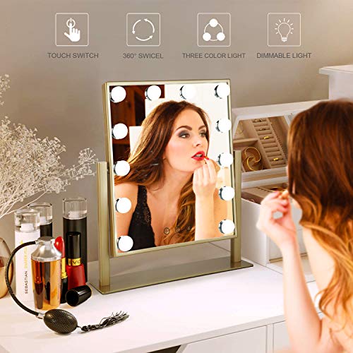 Hollywood Vanity Mirror Lighted Makeup Mirror,Tabletop Mirror with 12pc