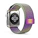Blesihu Watch Band for Apple Watch,Stainless Steel Magnetic Closure Clasp Milanese Milanese Loop Mesh Band for Apple Watch Sport Rainbow 38mm