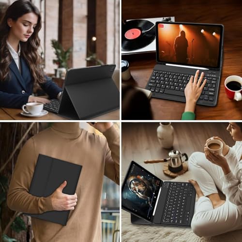 Tastiera Custodia per Samsung Galaxy Tab A11 Plus 2025/Tab A9 Plus 2023 11 Pollici, Custodia per Italiano QWERTY Tastiera con Portapenne,Tastiera Bluetooth Staccabile Cover con Samsung A11+/A9+ (Nero)