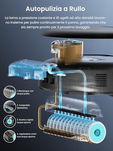 Lefant M5 Pro Robot Vacuum Cleaner with Roller, Suction 18,000 Pa, Clean Water Wash, Self-cleaning 75 °C, Laser Navigation dToF, Self Emptying 120 Days, Carpets, Alexa App