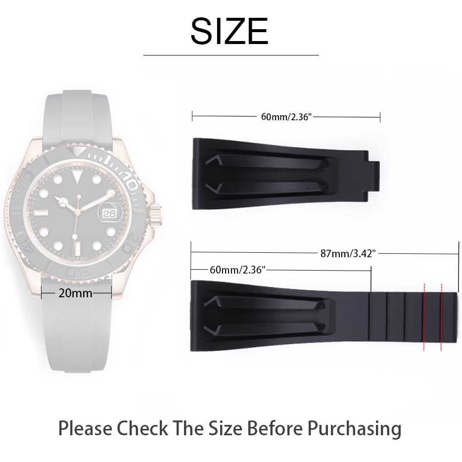 Wentokye Rubber Watchband For Rolex SUBMARINER GHOST DATEJUST OYSTERPERTUAL DAYTONA YACHTMASTER Deployment Buckle 20mm Rolex Rubber Strap Replacement