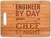Engineering Gift Engineer By Day Chef By Night STEM Math Decorative Rectangle Shaped Wood Cutting Board
