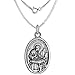 Sterling Silver St Joseph Medal Pendant Oxidized finish Oval 1 inch