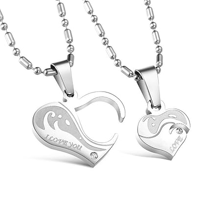 HKEPS Paar-Schmuck, versilbert, Kreuz-Ring, Halskette, Paarlook Schmuck