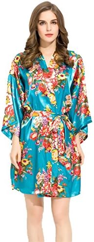 Bridesmaids Robes Floral Wedding Bride by Endless Envy (Turquoise)