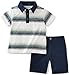 Calvin Klein Baby Boys 2 Pieces Polo Short Set- Printed Top, Turquoise, 24M