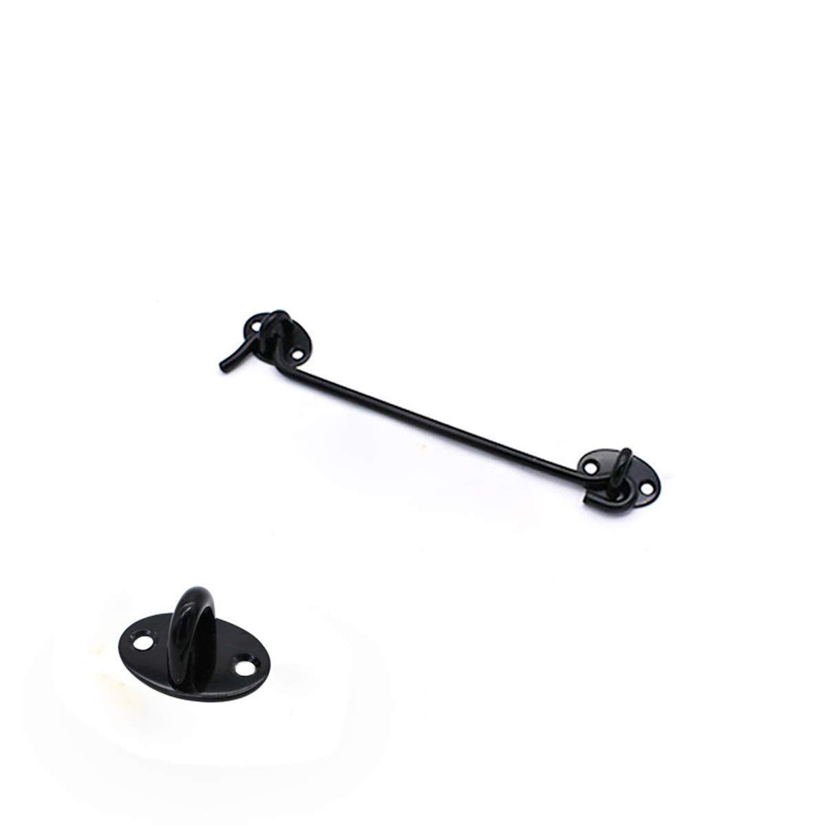 10 Inch Stainless Steel Black Cabin Hook Latches and Eye Hooks, Cabinet Door Hooks Window Hooks, Open Garden Gate Locks, Door Window Locks Bolts with Mounting Screws, 1 Pcs.