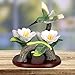 BANBERRY DESIGNS Hummingbird Figurine Porcelain with Pink Flowers with Separate Wood Base 4.5 Inch